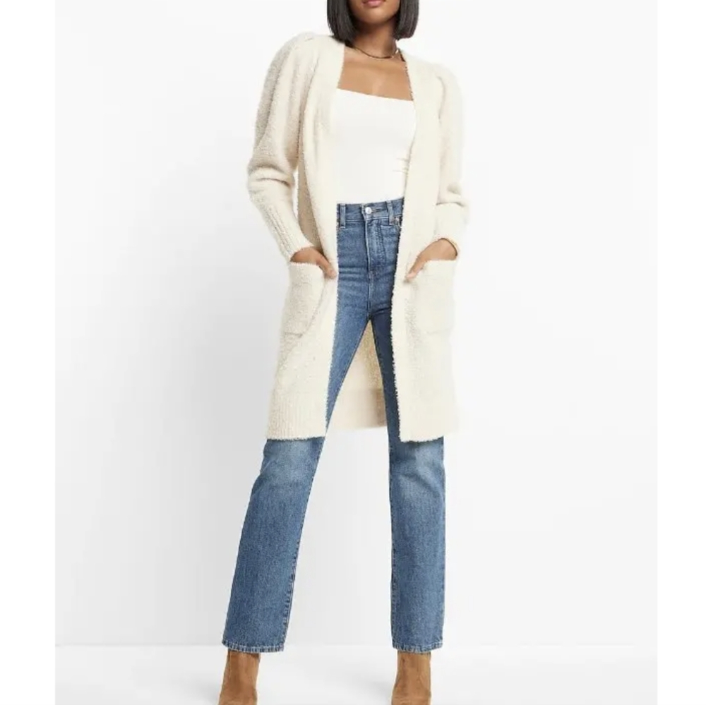 Boucle Puff Sleeve Cardigan